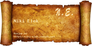Niki Elek névjegykártya